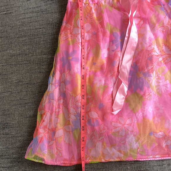 Vintage 60s Retro Floral Nylon Babydoll Top Side Vents M - Picture 6 of 6